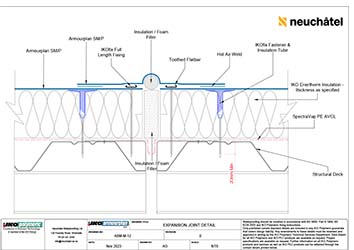 ASM-M-12 Mechanically Fastened Roofing Expansion Joint Detail