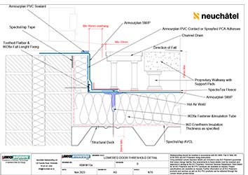 ASM-M-13a Mechanically Fastened Roofing Lowered Door Threshold Detail