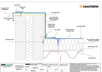 ASM-M-14b Mechanically Fastened Roofing Adhered Parapet Detail Uninsulated