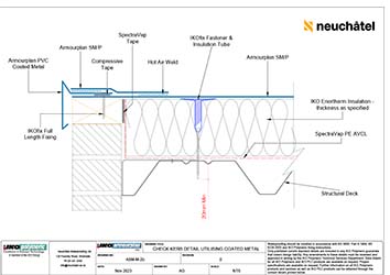 ASM-M-2b Mechanically Fastened Roofing Check Kerb Detail Coated Metal
