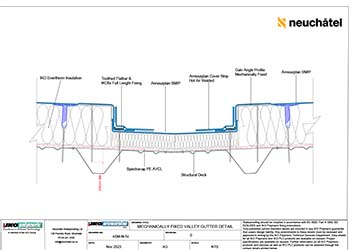 ASM-M-5c Mechanically Fastened Roofing Mechanically Fixed Calley Gutter