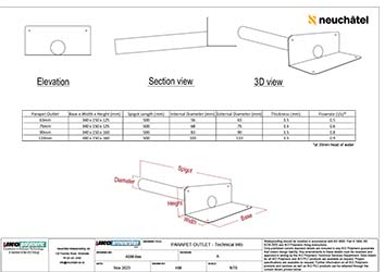 ASM-M-6ee Mechanically Fastened Roofing Parapet Outlet Tech Info