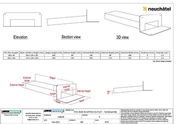 ASM-M-6ff Mechanically Fastened Roofing PVC-Box-Scupper-Outlet-Tech-Info