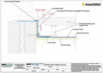 ASM-T-13b-C Cold Roofing Lowered Door Threshold Detail