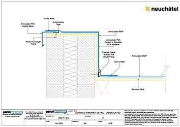 ASM-T-14b-C Cold Roofing Adhered Parapet Detail Uninsulated