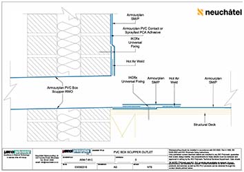 ASM-T-6f-C Cold Roofing PVC Box Scupper Outlet