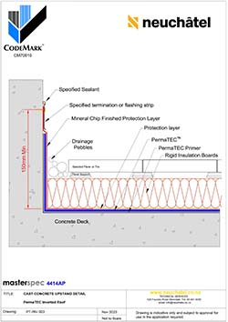 INV-003 Inverted Ballasted Roof System Cast Concrete Upstand Detail