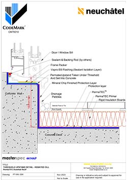 INV-004 Inverted Ballasted Roof System Threshold Upstand Detail