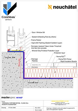 INV-004b Inverted Ballasted Roof System Threshold Upstand Detail