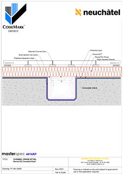 INV-006b Inverted Ballasted Roof System Channel Drain Detail