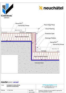 INV-008 Inverted Ballasted Roof System Change of Level Detail