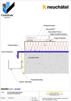 INV-010 Inverted Ballasted Roof System Gutter Drip Edge Detail