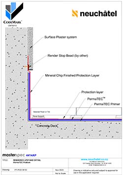 POD-001d Inverted Ballasted Roof System Plastered Upstand Detail
