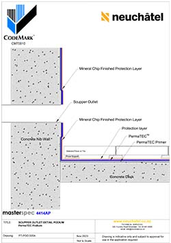 POD-005a Inverted Ballasted Roof System Scupper Outlet Detail