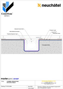 POD-006b Inverted Ballasted Roof System Channel Drain Detail