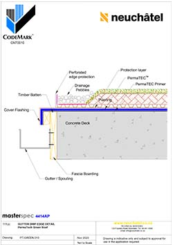 PT-GREEN-010 Green Roof System Gutter Drip Edge Detail