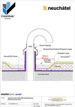 PT-GREEN-011b Green Roof System Hockey Stick Pipe Penetration Detail