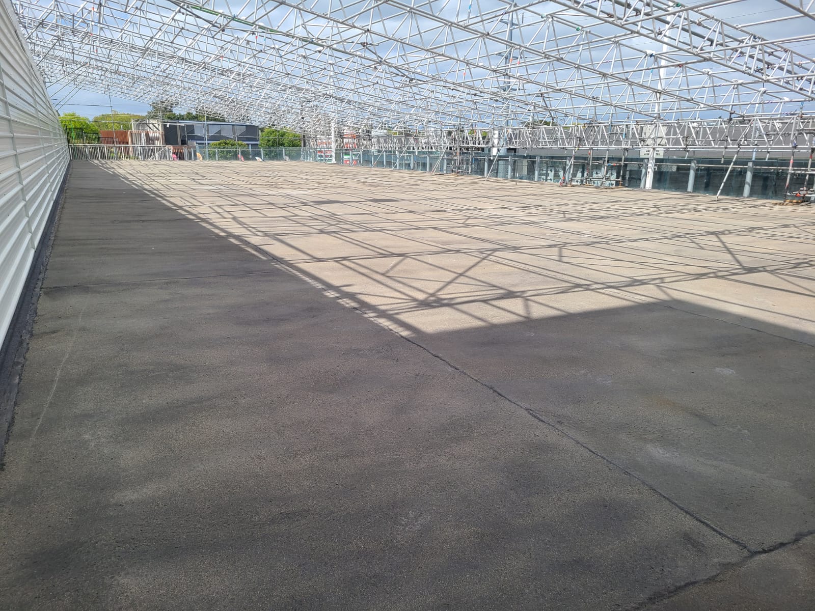 BMW Carpark tent removal with Neuchatel Mastic Asphalt carpark waterproofing system