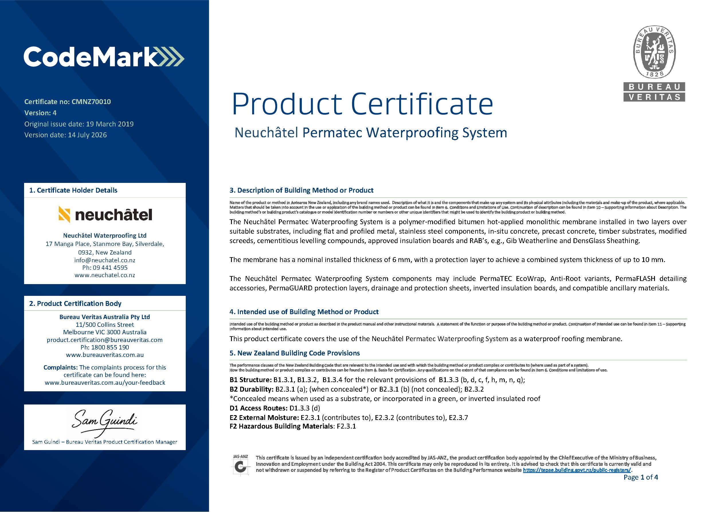 Neuchâtel Permatec Certificate Rev 4